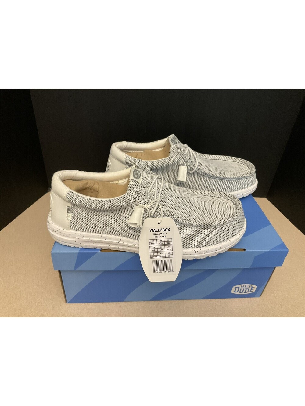 New! Mens Hey Dude Wally Sox Stone White Slip-on Shoes. Size 10. Nice Shoes!